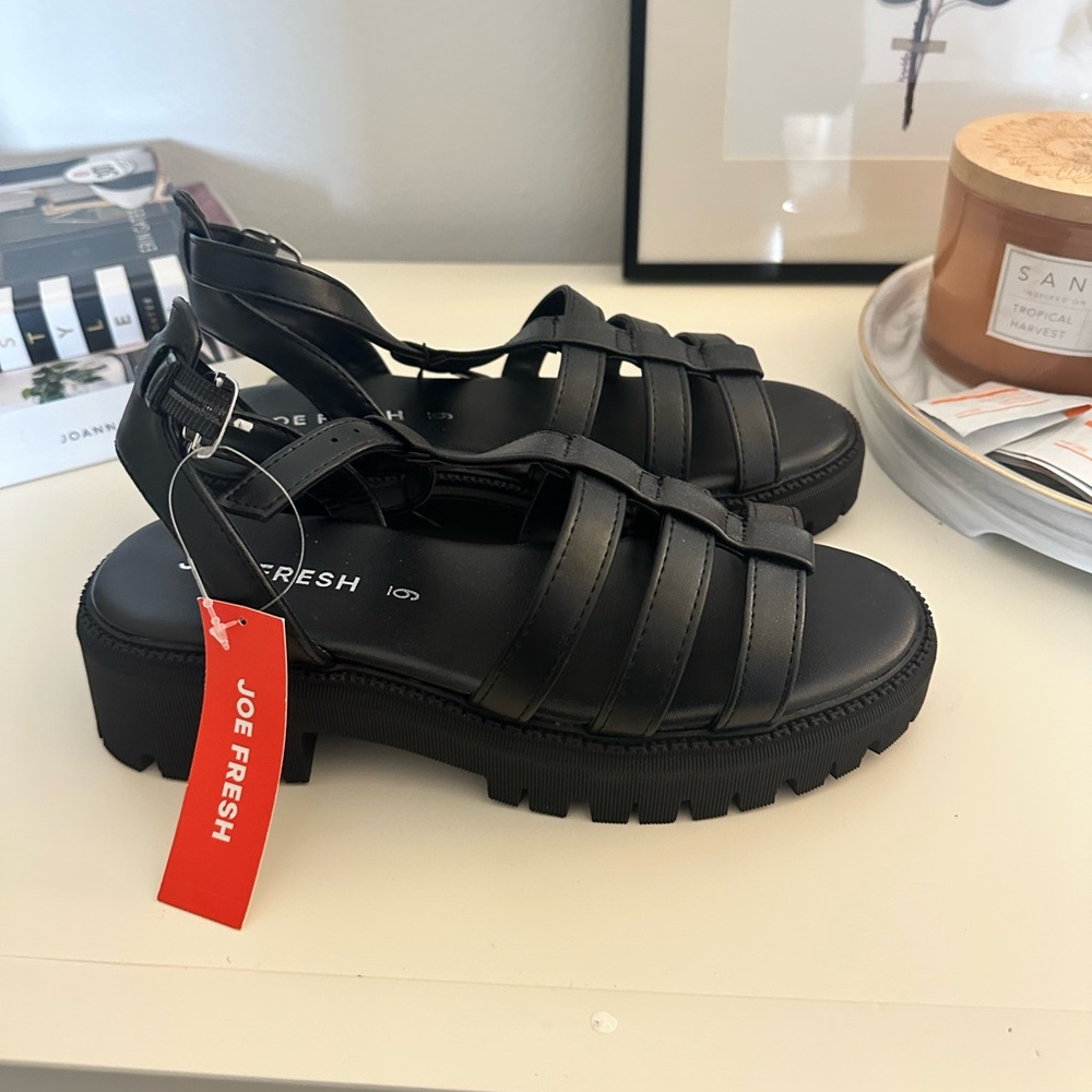 Joe Fresh Women's Black Strappy Sandals